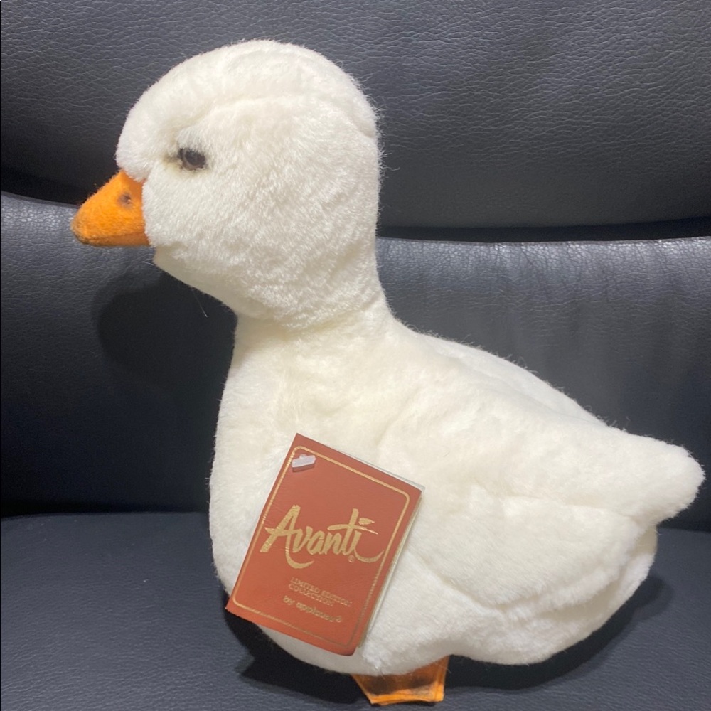 Vintage Avanti Cream Plush Duck with Orange Accents